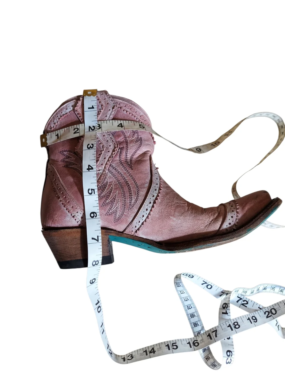 Lane Pink Distressed Western Booties Snip Toe Cowgirl Boots Leather 6.5 - Picture 10 of 13